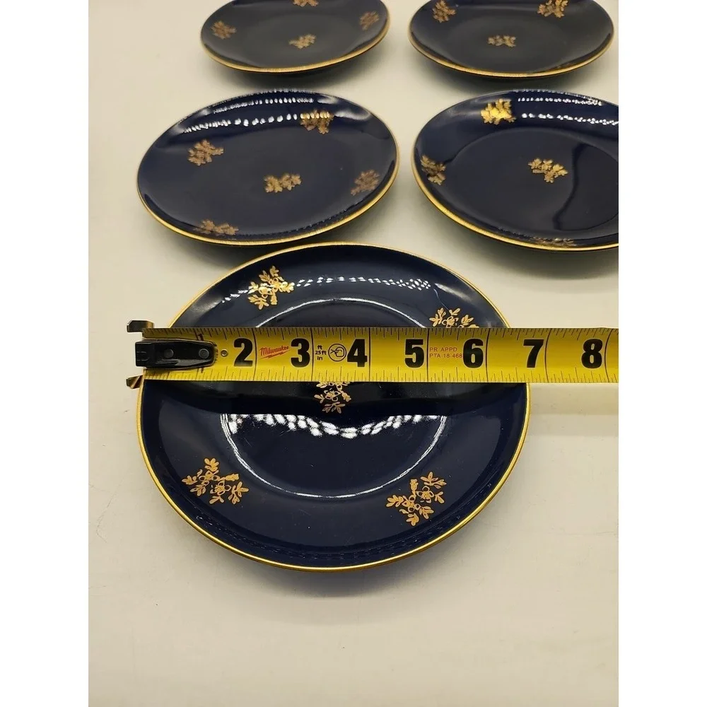 Pruszkow Polish COBALT BLUE AND GOLD Saucer 6 3/4‎ 